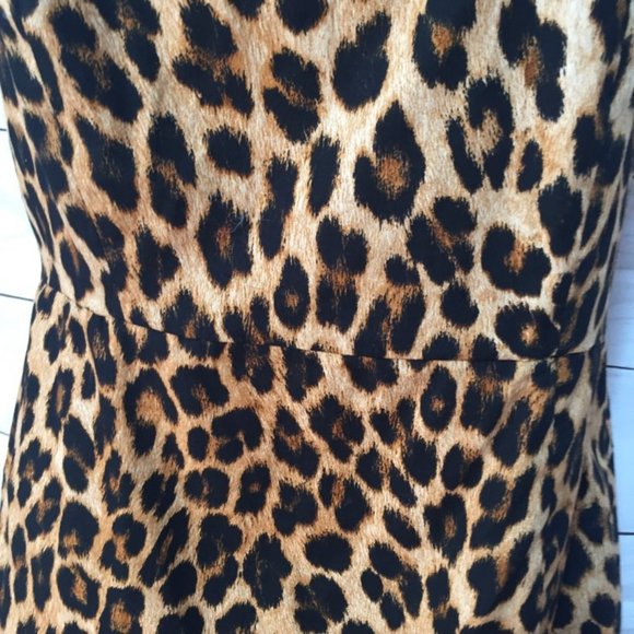 Zara Cheetah Print Spaghetti Strap Dress Zippered Back Size Small - Picture 3 of 10